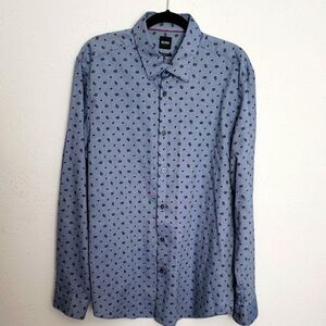 BOSS REGULAR FIT Men's Blue Paisley Patterned Button Down Shirt Sz L